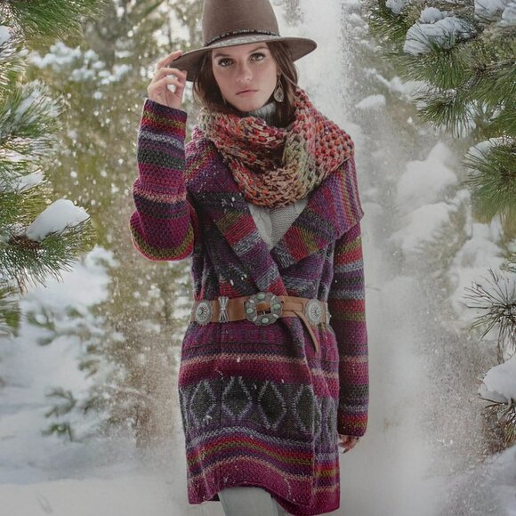Rachel Roy Southwest Blanket Sweater Coat - Picture 1 of 11